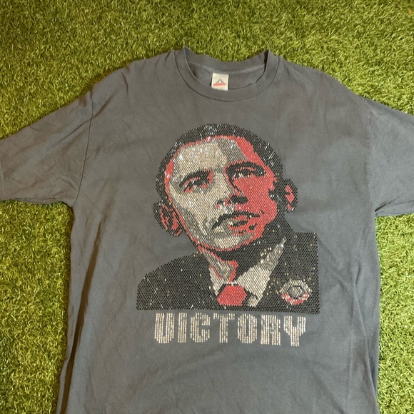 Vintage Barack Obama Bedazzled AOP T shirt - Picture 1 of 6
